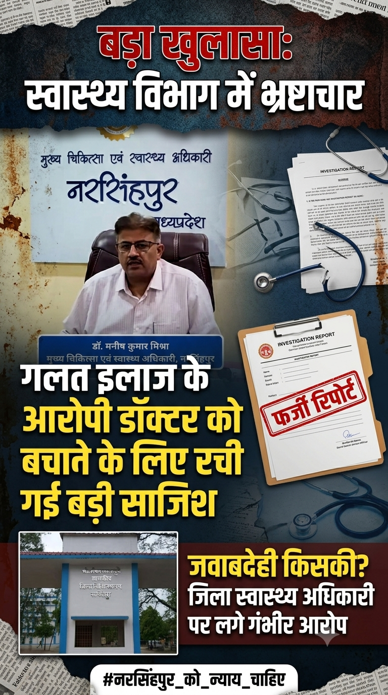 नरसिंहपुर स्वास्थ्य विभाग या भ्रष्टाचार का अड्डा? मरीजों की जिंदगियों से खिलवाड़ और फर्जीवाड़े पर फूटा जनता का भारी आक्रोश!